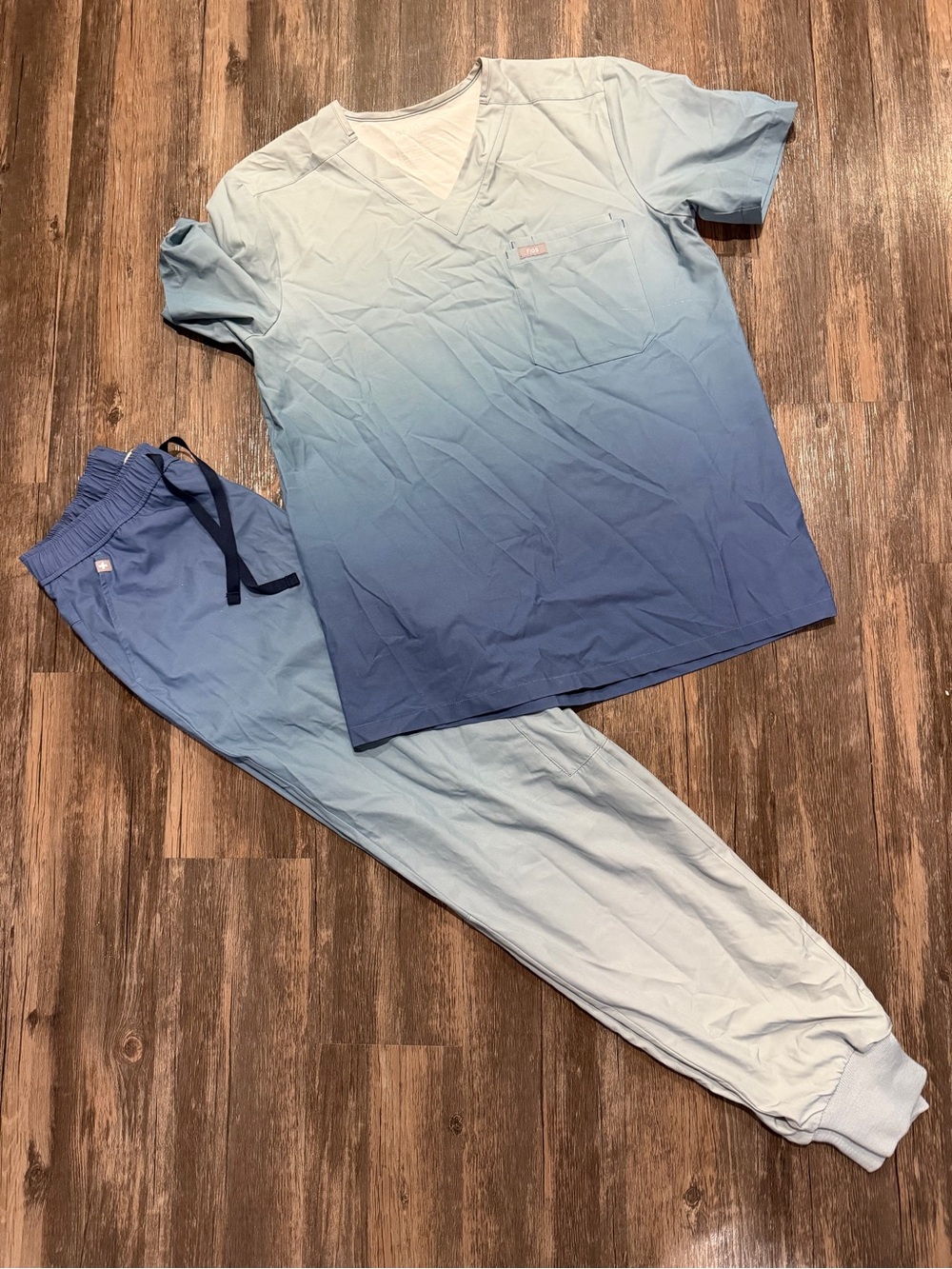 Figs Men's Ombre Blue scrub Set - Light to Deep Blue